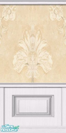 Sims 2 — Carebear's Cream Damask - White Wainscoa by oldmember_carebear71 — Simple, and goes with just about any decor.