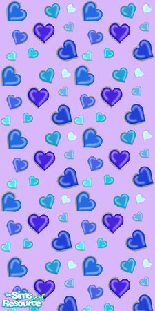 Sims 2 — Hearts9 by WytchFyr — Made by WytchFyr a lavender wall covered in purple and blue hearts of various shades and
