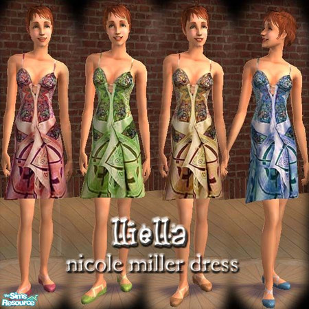 Sims 2 — Designer dress by lliella — Four lovely Nicole Miller dresses in this set. Requires Big Bad Shar's Afternoon Tea