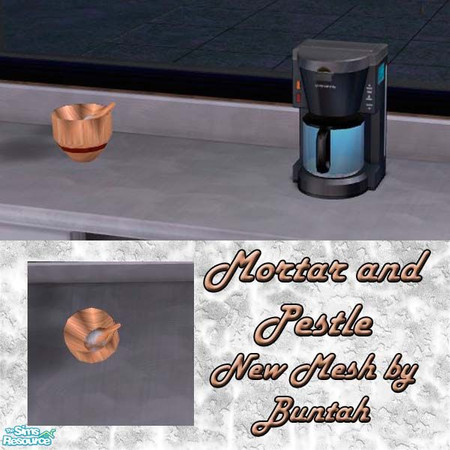 Sims 2 — Butcher Block Mortar & Pestle by buntah — This is an old fashioned mortar and pestle. I've got some recolors