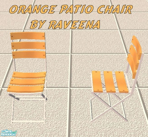 Sims 2 — Orange Patio Chair by Raveena — Part of the patio table set.