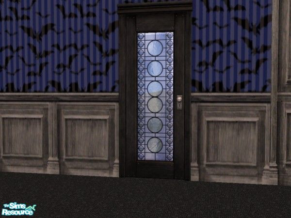 Sims 2 — Batty for Nightlife Dark Door Frame by c_literati — Aged black wood for the stained glass door. TSRAA