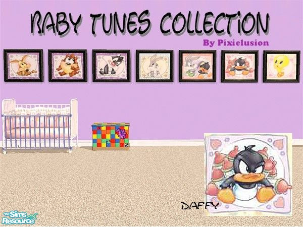 Sims 2 — Baby tunes-Daffy by pixielusion — An adorable collection of 7 baby tunes pictures to compliment any room.