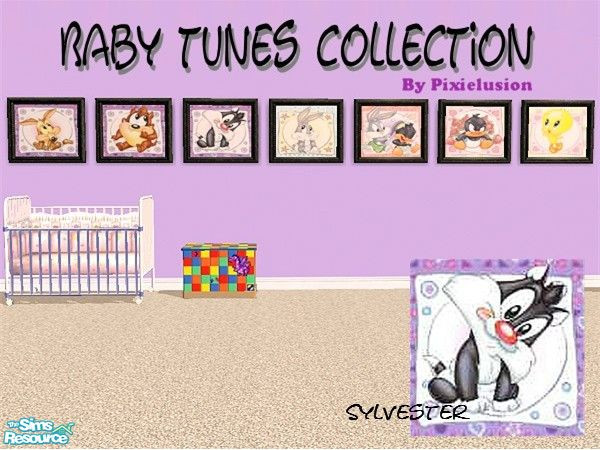 Sims 2 — Baby tunes-Sylvester by pixielusion — An adorable collection of 7 baby tunes pictures to compliment any room.