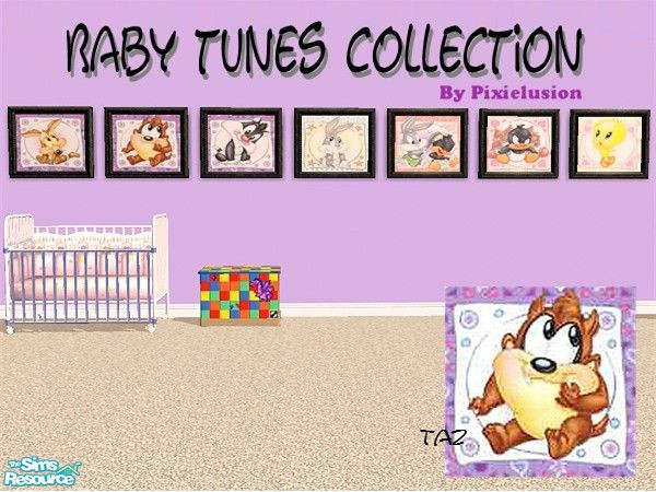 Sims 2 — Baby tunes-Taz by pixielusion — An adorable collection of 7 baby tunes pictures to compliment any room.