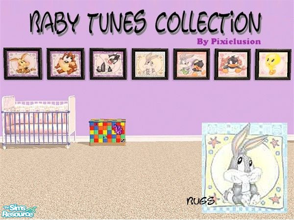 Sims 2 — Baby tunes-Bugs by pixielusion — An adorable collection of 7 baby tunes pictures to compliment any room.