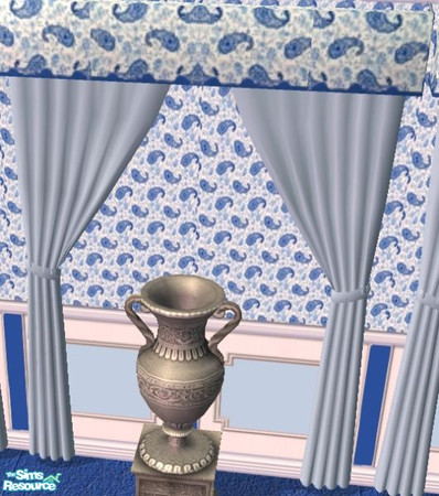 Sims 2 — Blue Paisley Baroccoco Set Curtain by covermejoey — Blue Paisley Baroccoco Set. PLEASE rate. :) "S"