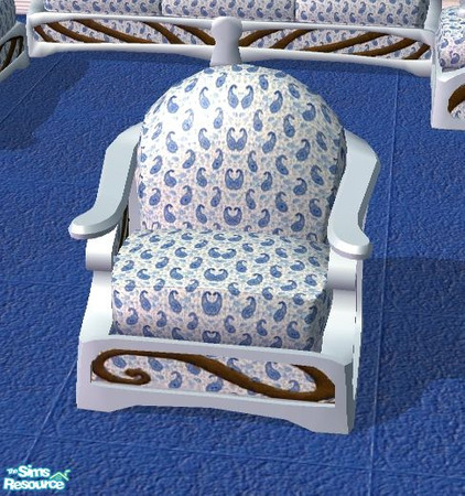 Sims 2 — Blue Paisley Baroccoco Set Chair by covermejoey — Blue Paisley Baroccoco Set. PLEASE rate. :) "S"