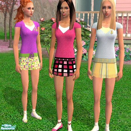Sims 2 — Shorty Spring Dresses by Betsy4arts — A set of three short lacey spring dresses that are bright and fun!!! For