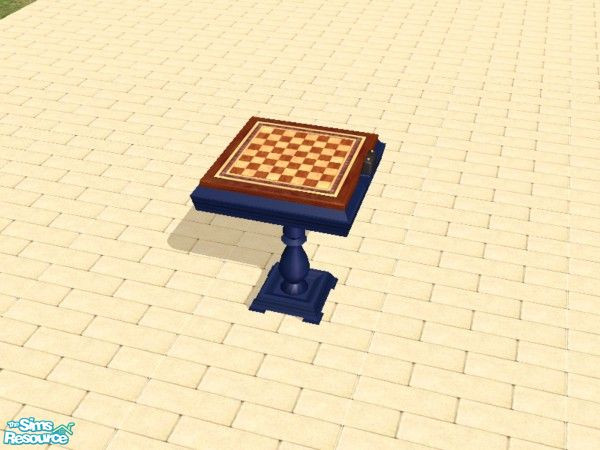 Sims 2 — 21 Grand Parlour Chess Tables - Cornflow by dddrake — The legs and table borders have been recolored, but the