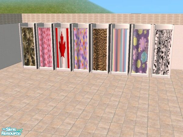 Sims 2 — Cheap Shower Curtain recolor- SET # 3 by mightyfaithgirl — This set contains 8 FUNKY shower curtains! As well