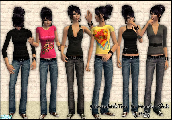 Sims 2 — 9  Tops by *Holly — 9 untuckable tops for female sims. You need a mesh - MESH_AF_T_UntuckableTop.rar. Enjoy! 