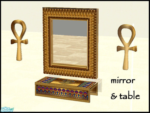 Sims 2 — Egyptian Room - mirror by kibanahnah — new set of 19 items and several walls