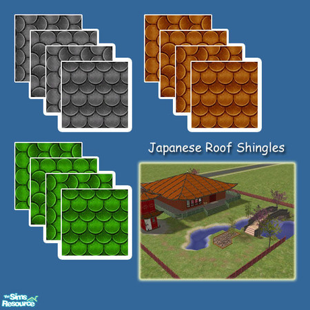 Sims 2 — Japanese Roof Shingles by geekSim — These floor tiles should be used as "Roof" tiles along with the