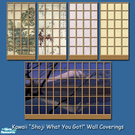 Sims 2 —  Kawaii Shoji What You Got Set by geekSim — Recolors of Maxis' Shoji What You Got! Set of 7 Shoji Screen
