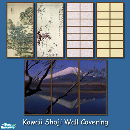 Sims 2 — Kawaii Shoji Wall Coverings by geekSim — Kawaii Shoji Wall Coverings Set of 7 shoji wall screens
