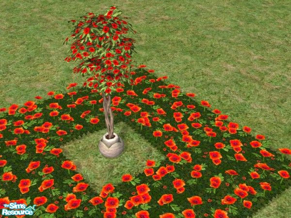 Sims 2 — Bring the Outdoors In Blooming Trees Red by c_literati — Eleven trees recolored to match the outdoor garden