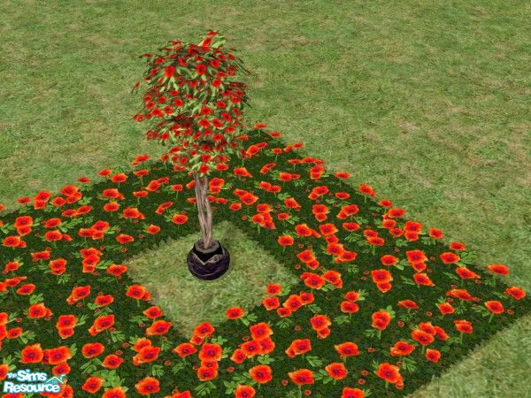 Sims 2 — Bring the Outdoors In Blooming Trees Red by c_literati — Eleven trees recolored to match the outdoor garden