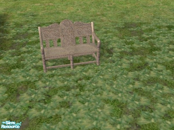 Sims 2 — Garden Wedding Bench by c_literati — Antique stone bench with ornate detailing.