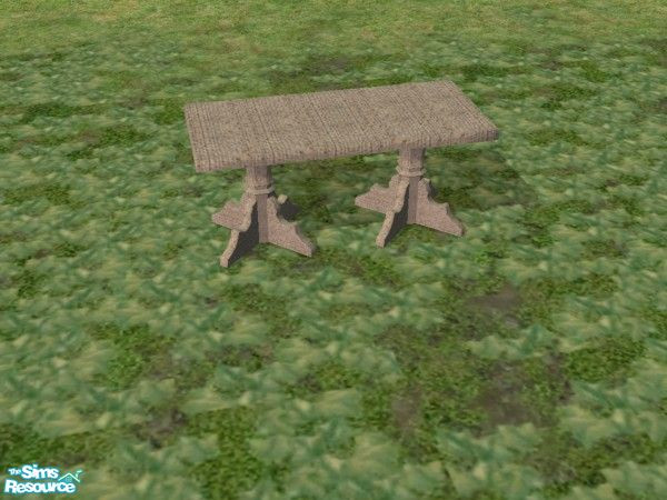 Sims 2 — Garden Wedding Dining Table by c_literati — A large antique stone table perfect for outdoor use.