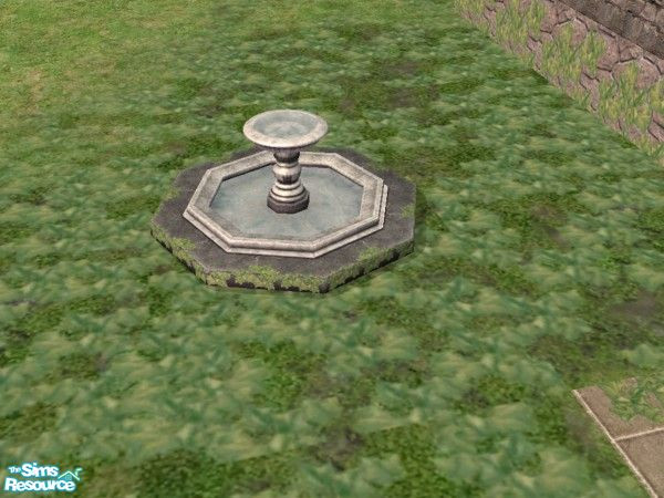 Sims 2 — Garden Wedding Fountain by c_literati — An antique fountain, aged and darkened, with creeping ivy overtaking the