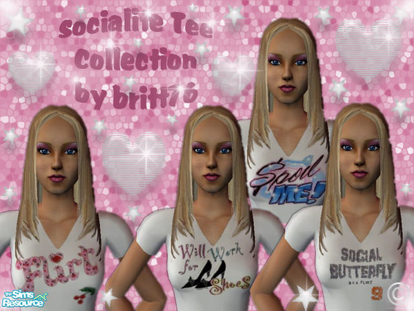 Sims 2 — Socialite Tee Collection by britt76 — 4 t-shirts for Young Adults by britt76 (will also appear in the Adult