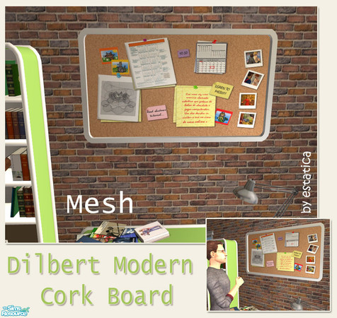 Sims 2 — Dilbert Modern Cork Board by estatica — Part of the Dilbert Modern Office Set. 
