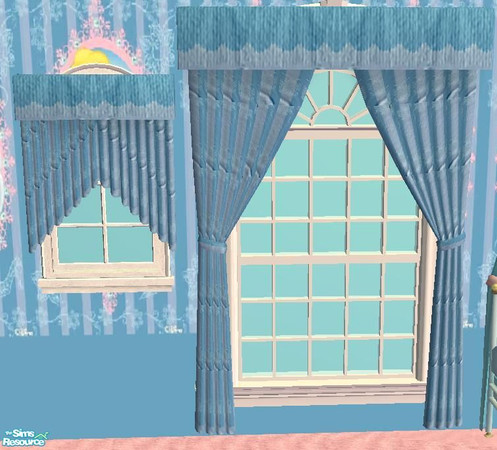 Sims 2 — Princess Disney Set 2 Cinderella Set Kids Bedroom - Cinderella Curtains Lightblue by aaaaaaac — 