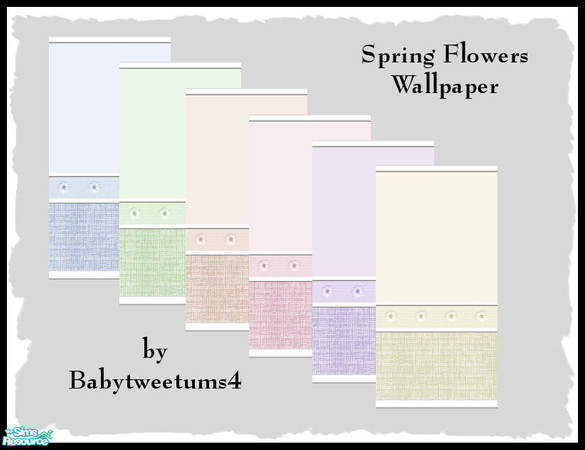 Sims 2 — Spring Flowers Wallpaper by babytweetums4 — Here is some wallpaper with a spring flower border. Colors are blue,