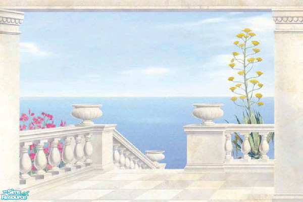 Sims 2 — Balcony Mural by brittie — It looks as though you have a gorgeous balcony view, even if you don\'t! Enjoy!