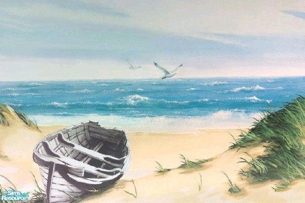 Sims 2 — Beach Boat Mural by brittie — Be on your own private island... every single morning!