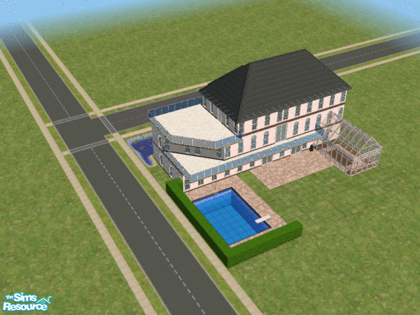 Sims 2 — House 2 by funny-lizzie — 3 story house with a garage, swimming pool and a greenhouse, plenty of space to have