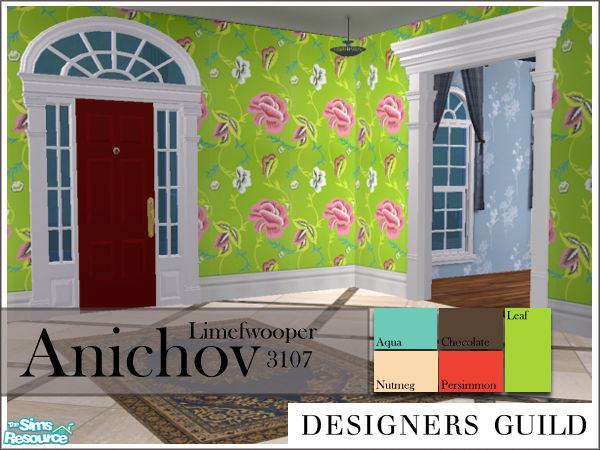 Sims 2 — Designers Guild \'Anichov\' by Limefwooper — A bright floral pattern, set against 5 vibrant colours. Enjoy!