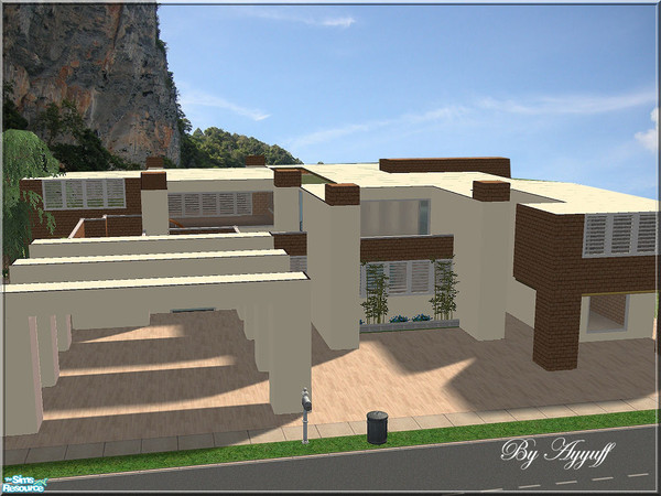 Sims 2 — Creative & Modern *Aquarium Pool*02  by ayyuff — 1st. floor:Kitchen - lounge - 1room - 1 bath - pool(pool