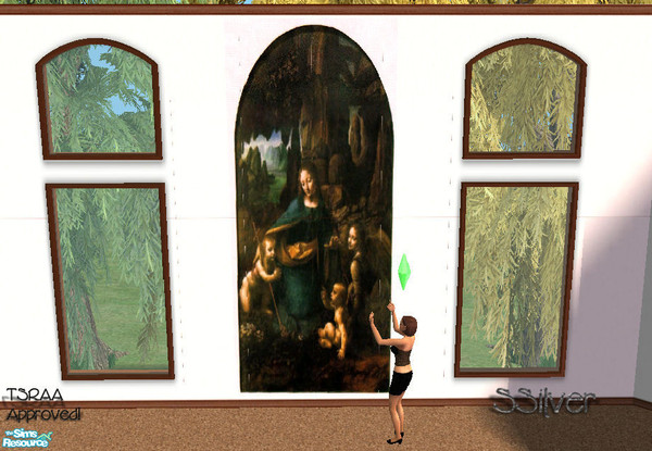 Sims 2 — 2 Story Wall Mural "The Virgin of the Ro by SSilver — I've turned this beautiful painting by Leonardo da