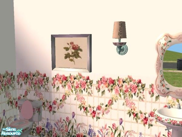 Sims 2 — Coming Up Roses Painting by c_literati — This set was designed to match the Maxis rose-patterned bathroom