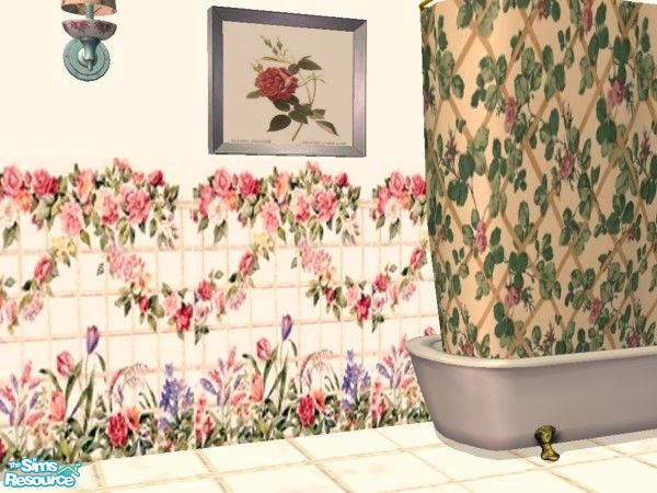 Sims 2 — Coming Up Roses Painting by c_literati — This set was designed to match the Maxis rose-patterned bathroom