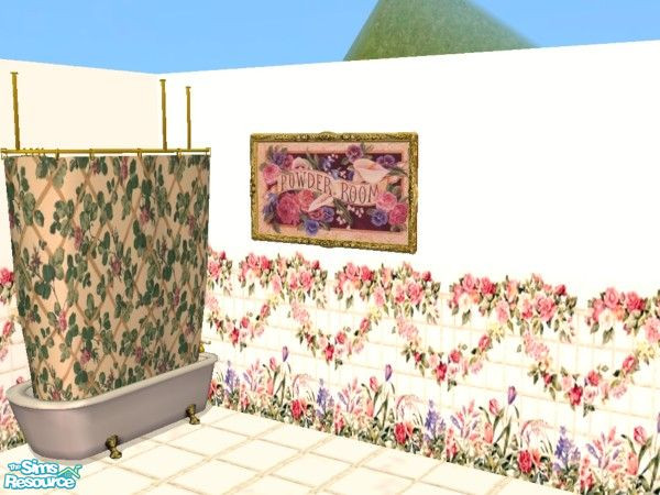 Sims 2 — Coming Up Roses Powder Room Painting by c_literati — This set was designed to match the Maxis rose-patterned