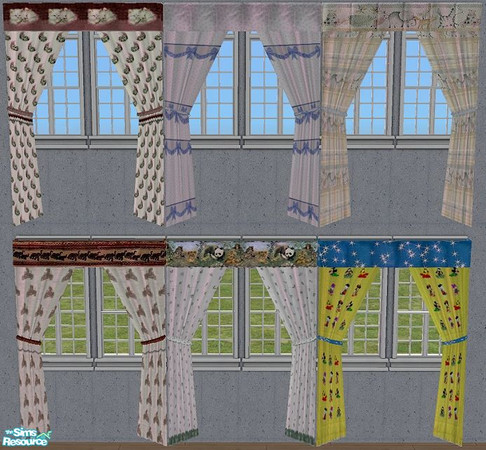 Sims 2 — Nursery Curtains - MESH diagonal by Bitzybus — Curtains for the nursery Uses all bedding textures from the