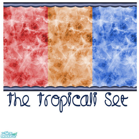 Sims 2 — The Tropicali Wall Set by simmyfan2852 — Comes in three colors!