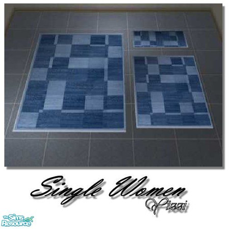 Sims 2 — Single Women-Rug by Yizzi — Blue squared rug. Of course it requires Echo's 3X4 rug mesh. 