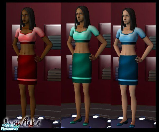 Sims 2 — Time-for-Tea set by Snow_flake — A cute and innocent looking dress. Comes in blue, red and green.