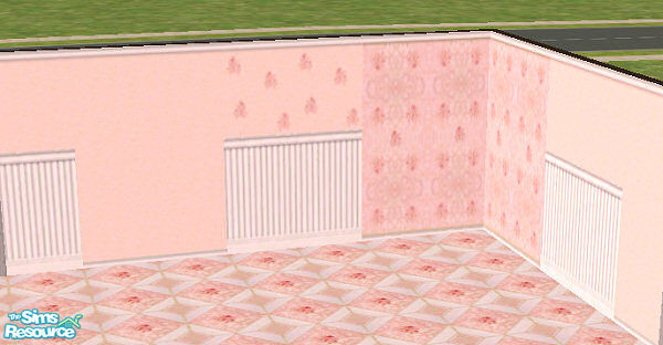 Sims 2 — Pink Flower Texture Set by slinki — Part of a set of 4 wallpapers and 1 tile Created by Virginia for Sims 2