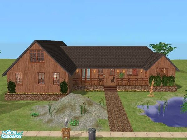 Sims 2 — The Dickinson by Pinecat — Your Sim family will love this rustic retreat. Convenient one story living + a lg