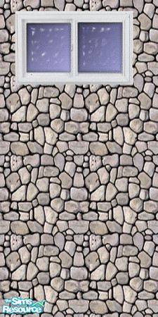 Sims 2 — Light Stone Wall with Basement Slider wi by TSR Archive — Because basements should have windows. (Window is not