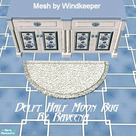 Sims 2 — White Half-Moon Rug with Fringe by Raveena — You need Windkeeper's half-moon rug mesh for the rug to show in