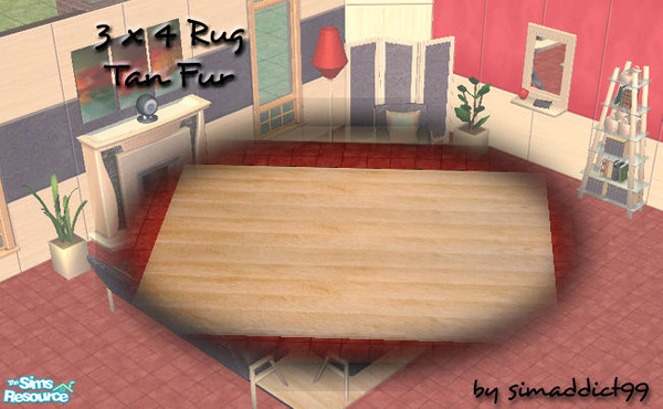 Sims 2 — Modern Livingroom Tan Fur Rug by Simaddict99 — tan fur rug, requires Echo's 3 x 4 rug mesh, see link below.