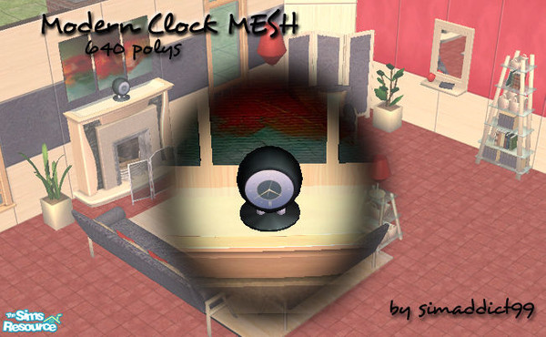 Sims 2 — Modern Clock MESH by Simaddict99 — Modern clock for your sims fireplace mantel or study. Decorative only. 