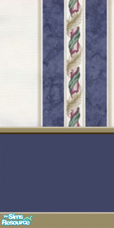 Sims 2 — Wall 008 by Crissie0721 — Stripes up top with a solid blue bottom.