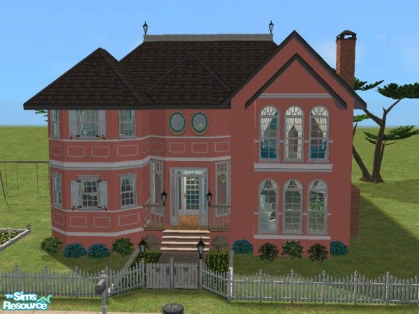 Sims 2 — The Mildred by wickedvjay — Nice Victorian house. Downstairs: study, livingR, kitchen, diningR, deck with BBQ, 1